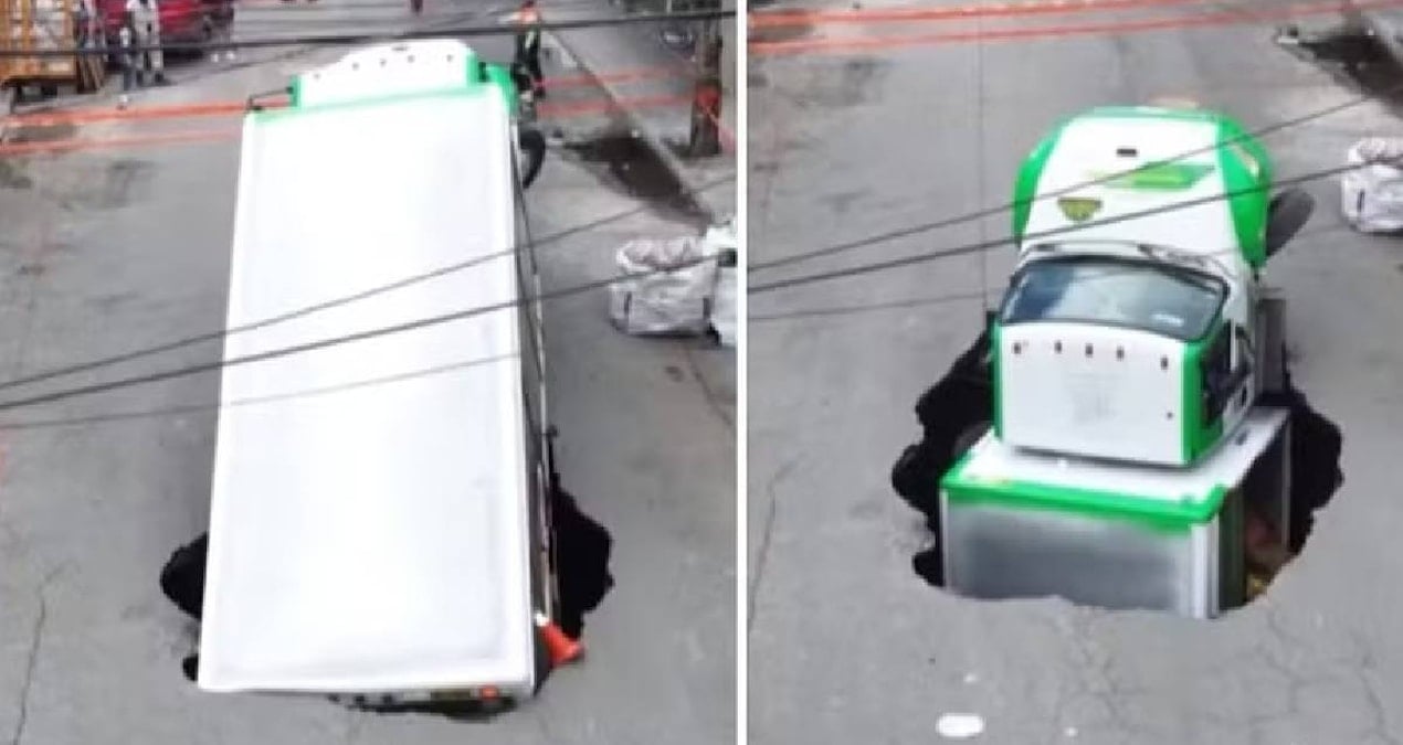 yol birden coktu dev kamyonu yuttu OClnnzQC